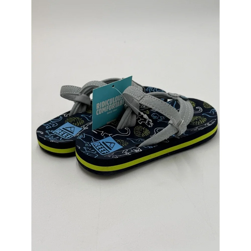 Reef Toddler Little Ahi Water Friendly Dino Flip Flop Boys Girls Size 9 New